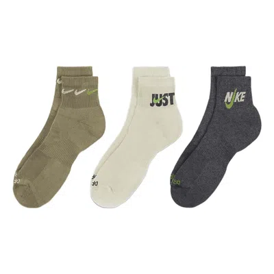 Nike Everyday Plus Padded Ankle Training Tights 'olive White Black' In Multi