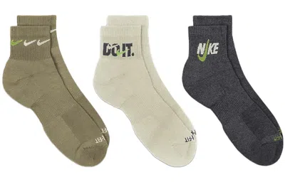 Nike Everyday Plus Padded Ankle Training Tights 'olive White Black' In Multi