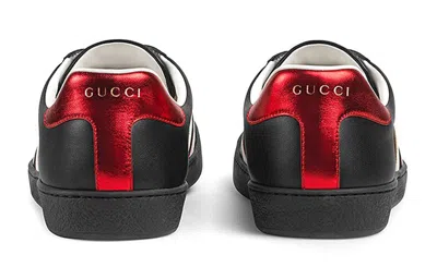 Gucci Black, Red And Cream Logo Stripe Leather Sneaker