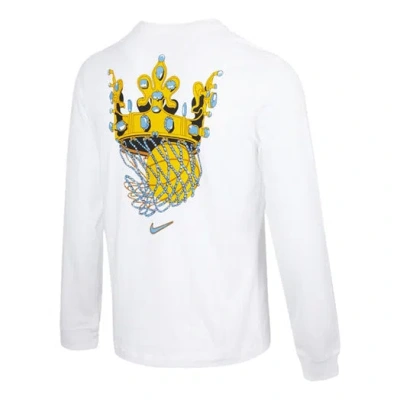 Nike Men's  Lebron Sfg Basketball Sports Printing Round Neck Long Sleeves White T-shirt