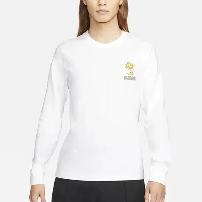 Nike Men's  Lebron Sfg Basketball Sports Printing Round Neck Long Sleeves White T-shirt
