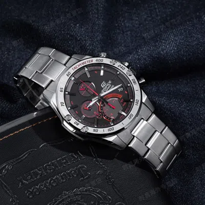 Casio Edifice Solar Powered Mens Black Analog In Gray