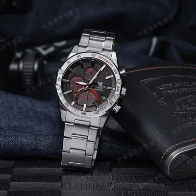 Casio Edifice Solar Powered Mens Black Analog In Gray