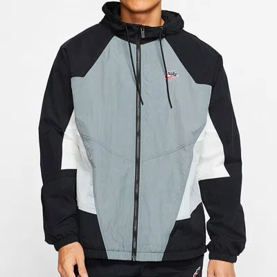 Nike Patchwork Contrast Windproof Woven Hooded Jacket For Men Grey Gray