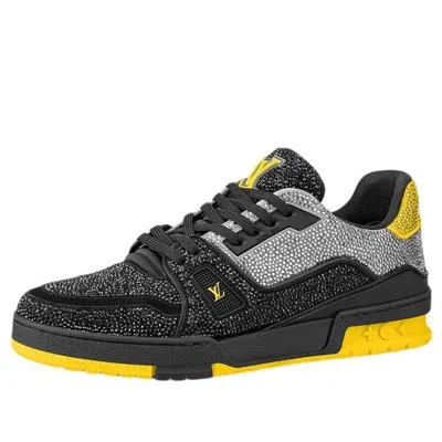 Pre-owned Louis Vuitton Lv Trainers 'black Grey Yellow Crystals' In Multi
