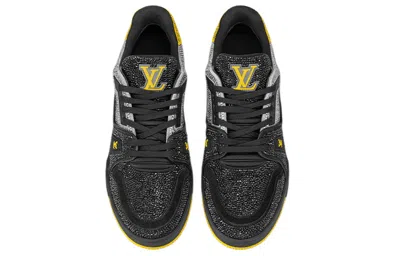 Pre-owned Louis Vuitton Lv Trainers 'black Grey Yellow Crystals' In Multi