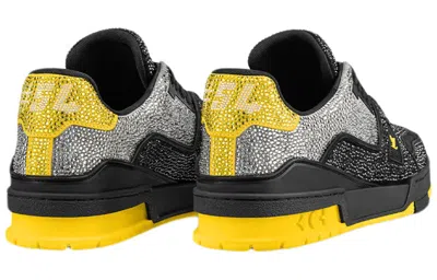 Pre-owned Louis Vuitton Lv Trainers 'black Grey Yellow Crystals' In Multi