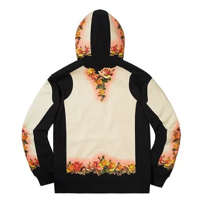 Supreme X Jean Paul Gaultier Floral Print Hooded Sweatshirt 'white Black Yellow' In Multi