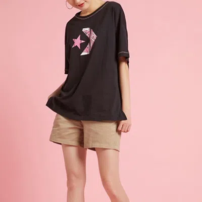 Converse (wmns)  Loose Printing Round Neck Short Sleeve Black
