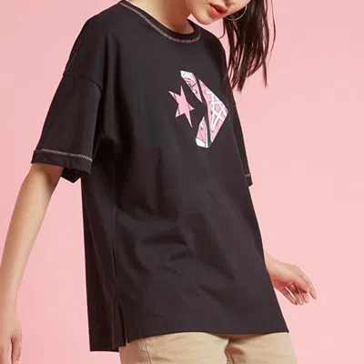 Converse (wmns)  Loose Printing Round Neck Short Sleeve Black
