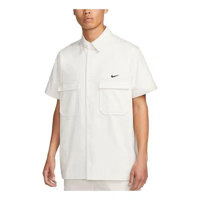 Nike Life Woven Military Short-sleeve Button-down Shirt 'white'