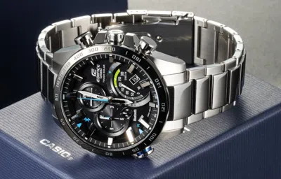 Casio Edifice Quartz Waterproof Solar Powered Stainless Steel Strap Mens Black Analog In Gray