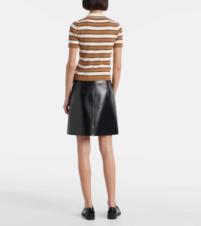 Prada Striped Short-sleeve Polo Sweater