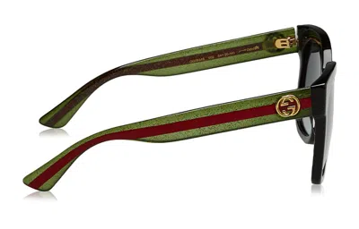 Gucci Square Large Red Green Webbing Square Frame Sunglasses 'black'