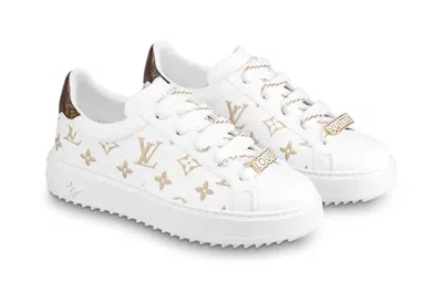 Pre-owned Louis Vuitton (wmns)  Time Out Sneakers 'white With Gold Monogram' In Multi