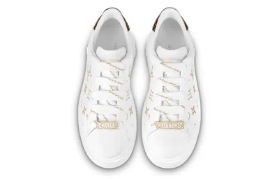 Pre-owned Louis Vuitton (wmns)  Time Out Sneakers 'white With Gold Monogram' In Multi