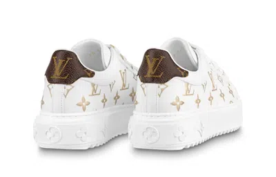 Pre-owned Louis Vuitton (wmns)  Time Out Sneakers 'white With Gold Monogram' In Multi
