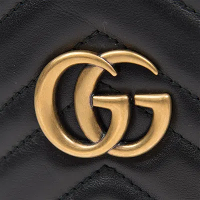 Gucci Crossbody Black Leather Bucket Bag With Logo In Black