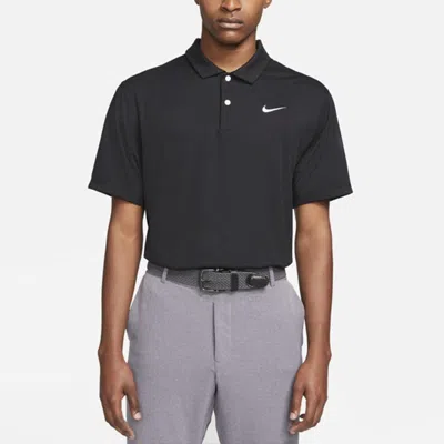 Nike Casual Solid Color Breathable Short Sleeve Polo Shirt Black In Blue