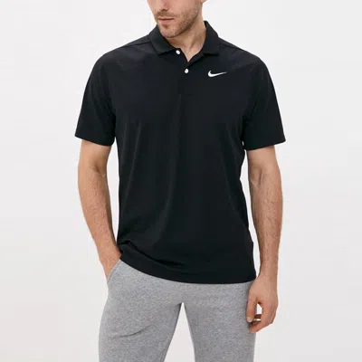 Nike Casual Solid Color Breathable Short Sleeve Polo Shirt Black In Blue