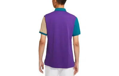 Nike Slim Fit Contrasting Colors Sports Breathable Short Sleeve Polo In Purple