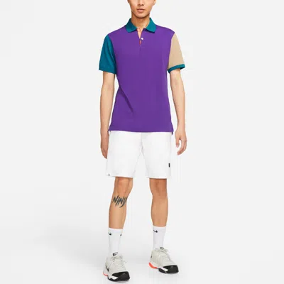 Nike Slim Fit Contrasting Colors Sports Breathable Short Sleeve Polo In Purple