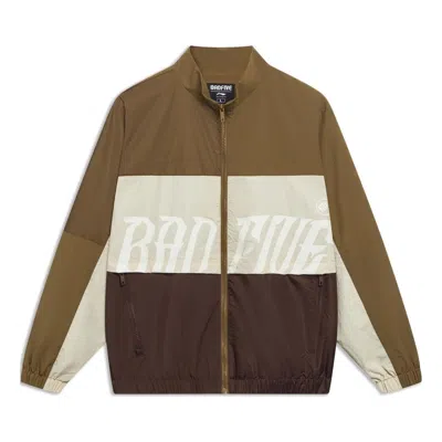 Li-ning Badfive Logo Color Block Jacket 'khaki Brown' In Green