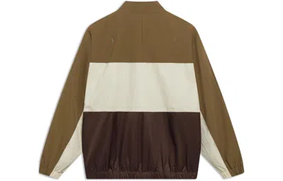 Li-ning Badfive Logo Color Block Jacket 'khaki Brown' In Green