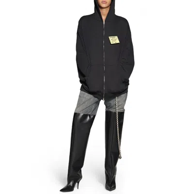 Balenciaga Sticky Note Zip-up Hoodie Medium Fit 'black Faded'