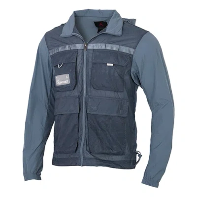 Air Jordan 23 Engineered Zipper Cardigan Jacket Dark Blue In Gray