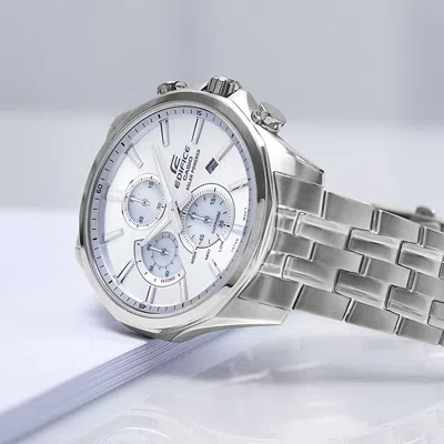 Casio Edifice Series Vintage Classic Sports Stainless Steel Men's Quartz Waterproof Mens White Analo In Metallic