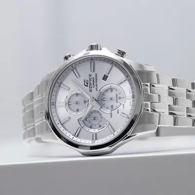Casio Edifice Series Vintage Classic Sports Stainless Steel Men's Quartz Waterproof Mens White Analo In Metallic