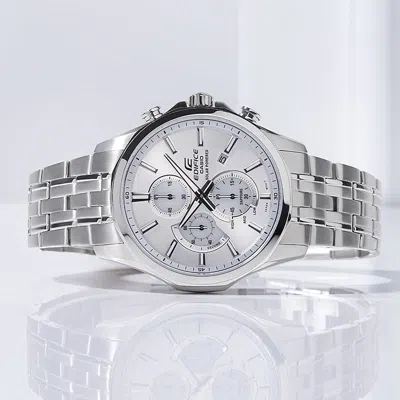 Casio Edifice Series Vintage Classic Sports Stainless Steel Men's Quartz Waterproof Mens White Analo In Metallic