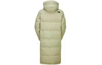 The North Face Long Down Jacket 'beige' In Green