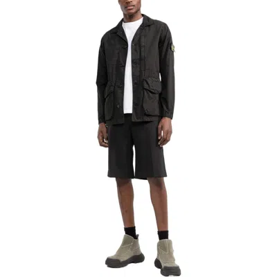 Stone Island Logo Patch Button Fastening Jacket 'black'