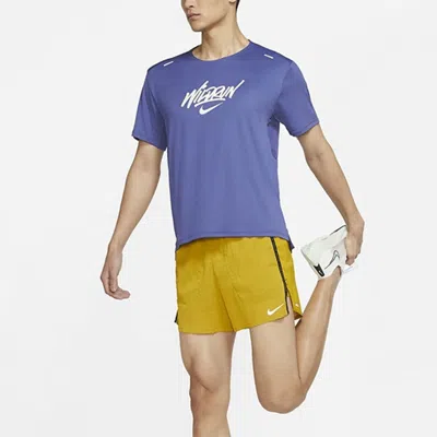 Nike Sports Running Casual Round Neck Short Sleeve Purple Gray Purplegray In Blue