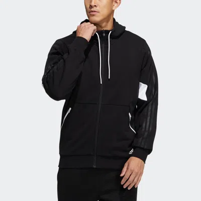 Adidas Originals Adidas St Kn Block Jkt Sports Training Knit Hooded Logo Jacket Black