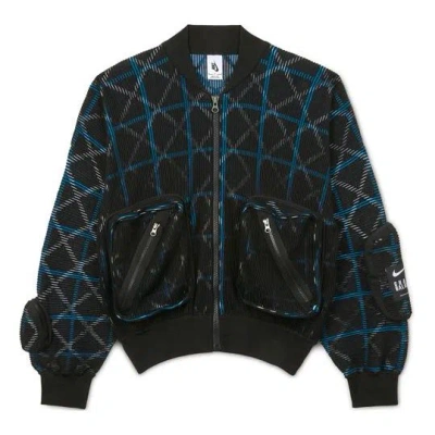 Nike Ma-1 Bomber Multiple Pockets Knit Aviator Jacket Black