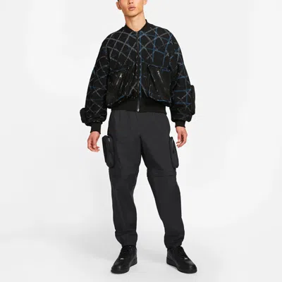 Nike Ma-1 Bomber Multiple Pockets Knit Aviator Jacket Black
