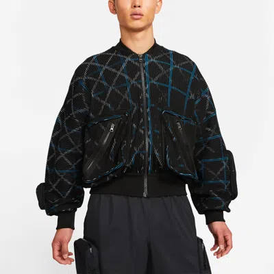 Nike Ma-1 Bomber Multiple Pockets Knit Aviator Jacket Black