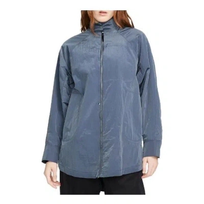 Nike Woman Jacket Slate Blue Size L Polyester In Blue