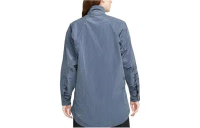 Nike Woman Jacket Slate Blue Size L Polyester In Blue