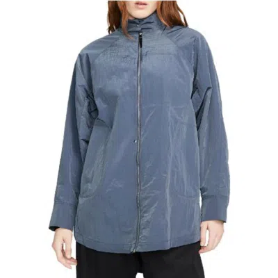 Nike Woman Jacket Slate Blue Size L Polyester In Blue