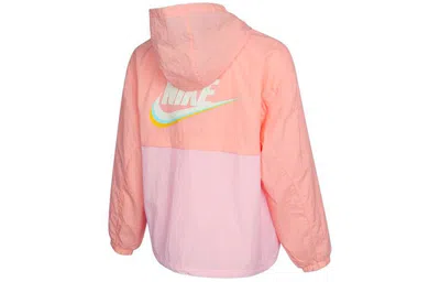 Nike (wmns)  Sportswear Icon Clash Pattern Embroidered Contrasting Colors Light Woven Hooded Jacket D In Orange
