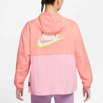 Nike (wmns)  Sportswear Icon Clash Pattern Embroidered Contrasting Colors Light Woven Hooded Jacket D In Orange