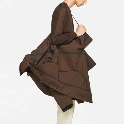 Nike Solid Color Minimalistic Stand Collar Mid-length Trench Coat Jacket Velvet Brown