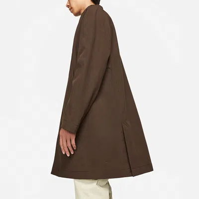 Nike Solid Color Minimalistic Stand Collar Mid-length Trench Coat Jacket Velvet Brown