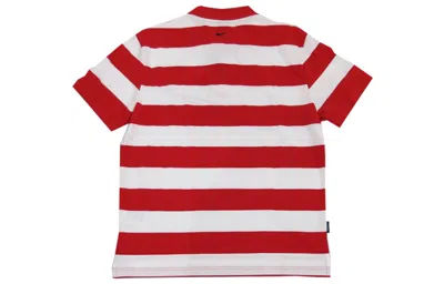 Nike Sportswear Swoosh Stripe Short Sleeve Polo Red White Redwhite
