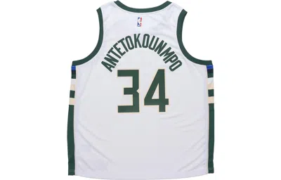 Nike Nba Basketball Sports Vest Sw Fan Edition 20-21 Season Milwaukee Bucks Alphabet 34 White