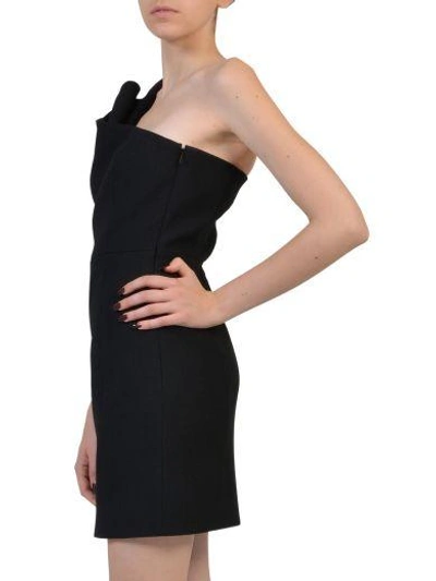 Shop Saint Laurent One Shoulder Dress In Black